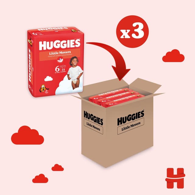 Thumbnail 1 de Huggies Little Movers Taglia 6 102 pz