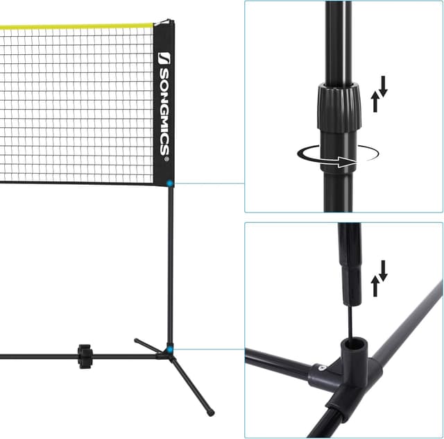 Detalle de SONGMICS filet de badminton 3 m avec hauteur réglable (ensemble portable)