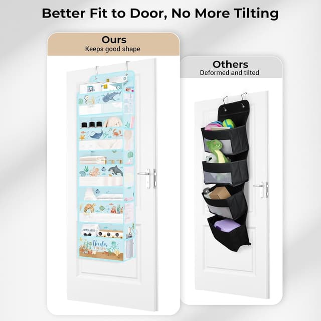 Detalle de Clastyle Ocean Animals over the Door 5-Tier Hanging Storage Organiser (Turtle) – Nursery, Bathroom & Bedroom Use