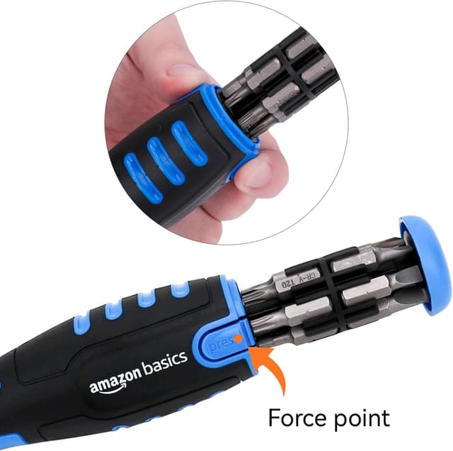 Detalle 2 de Amazon Basics Ratcheting Screwdriver Set 12