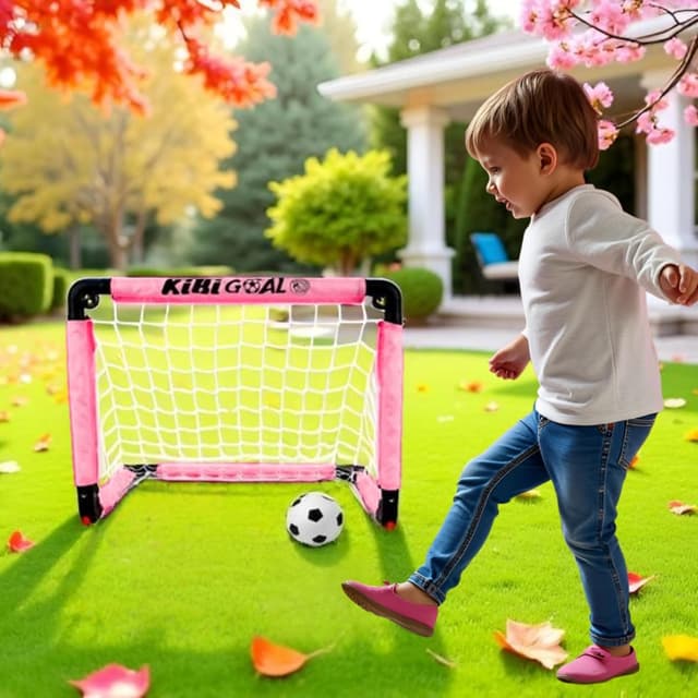 Detalle de KiBiGOAL Kids Foldable Indoor & Outdoor Football Goal Set (Mini Portable Goal + Mini Ball)