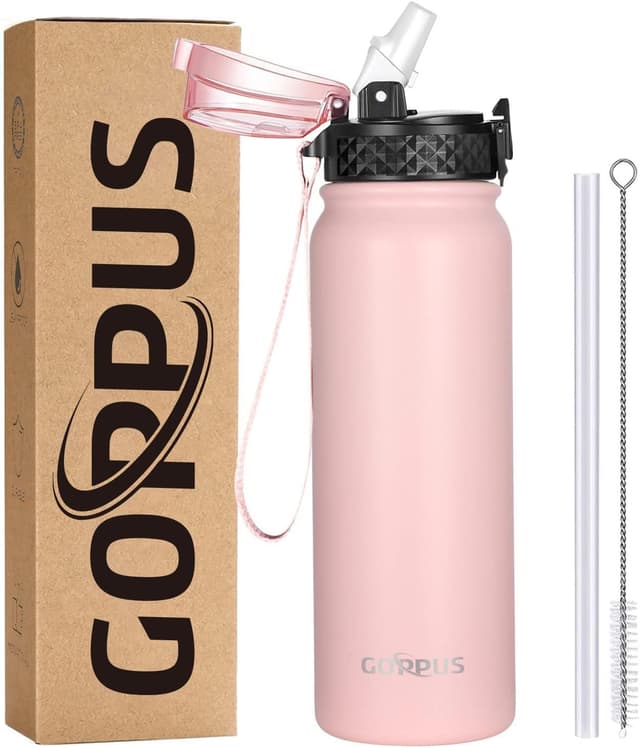 Detalle de GOPPUS 600ml stainless water bottle with straw 💧