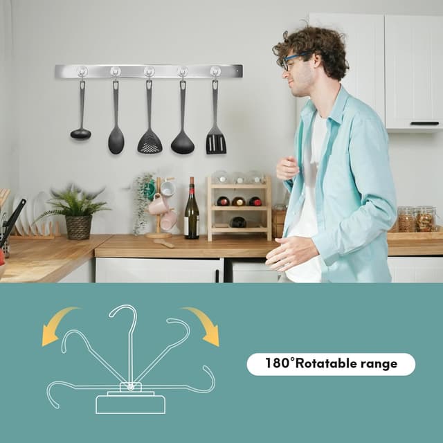 Detalle de Neosmuk Swing Magnethaken Silber (40 kg) – extra starker magnetischer Haken für Werkstatt, Wohnmobil & Spind-Organizer