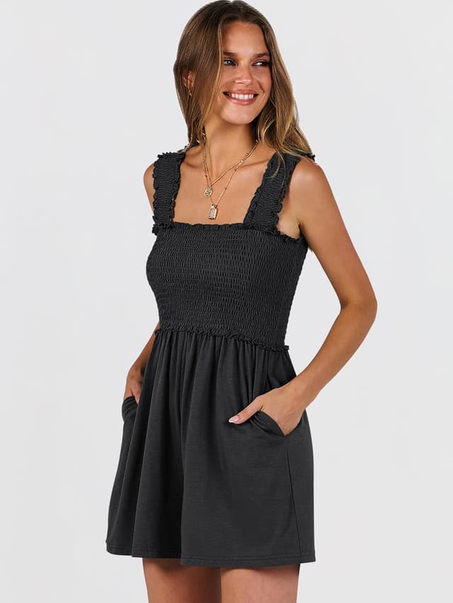 Detalle de Caracilia Smocked Rompers Square Neck