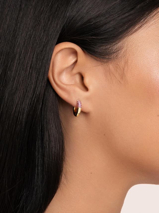 Thumbnail 1 de SINGULARU Alma Pink orecchino singolo cerchio in ottone placcato oro 18Kt 💍