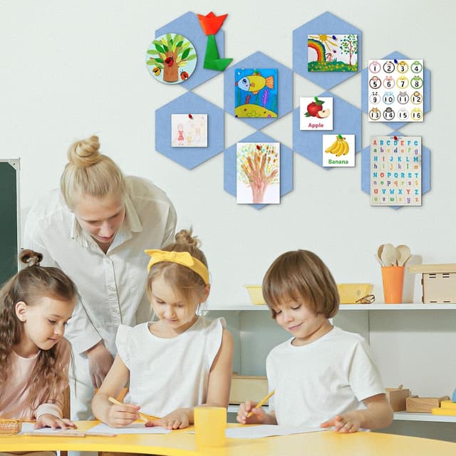 Detalle 2 de Sliandtelly Filz Pinnwand Hexagon 8 Pack