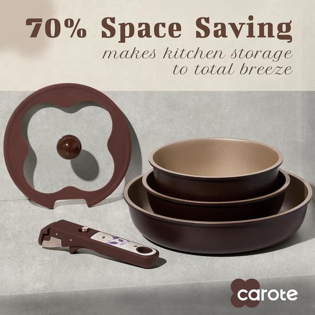 Thumbnail 2 de CAROTE 5pcs Pots and Pans Set nonstick, detachable handle