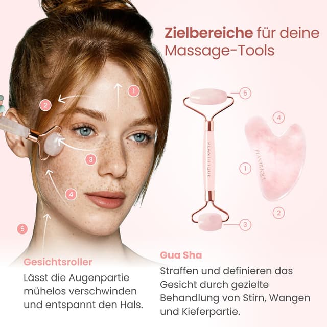 Thumbnail 3 de PLANTIFIQUE Rosenquarz Face Roller & Gua Sha Set für Gesichtsmassage