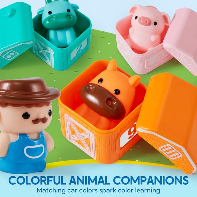 Detalle de Play-Act Montessori-style farm train learning toy with 9 animals and a farmer (1–3 years)