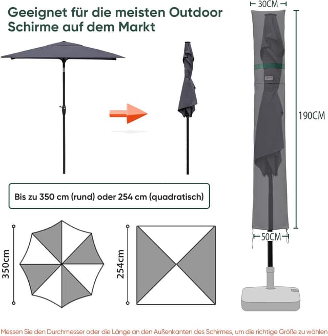 Detalle 2 de Sekey Funda para Sombrilla Ø200-350 cm ☂️ Protector Impermeable