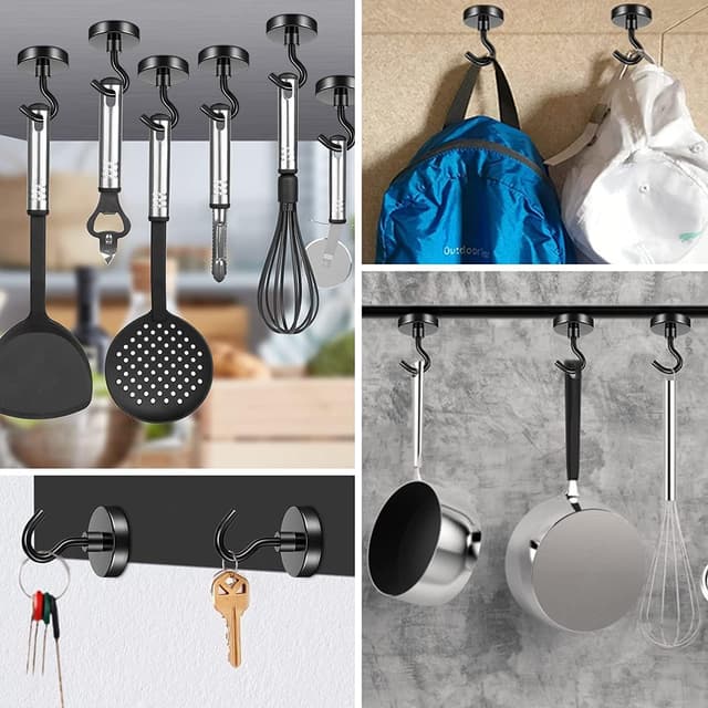 Detalle de FINDMAG Magnethaken Extra Stark 30 kg (6 Stück) – magnetische Haken mit Neodym für Werkstatt, Spind & Camping