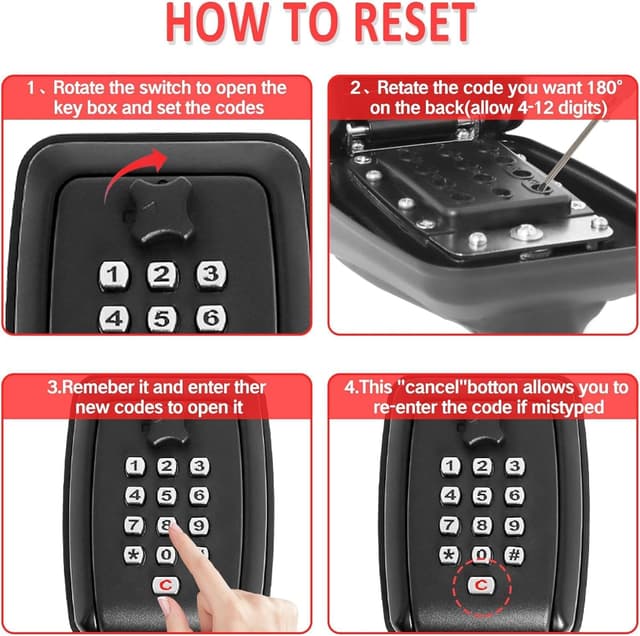 Thumbnail 6 de Gekufa Key Safe Outdoor 12-Digit Lockbox