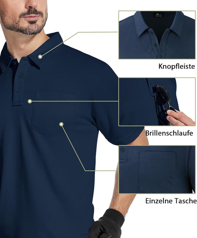 Detalle de SwissWell 2 pezzi polo uomo manica corta estiva traspirante per golf e tennis