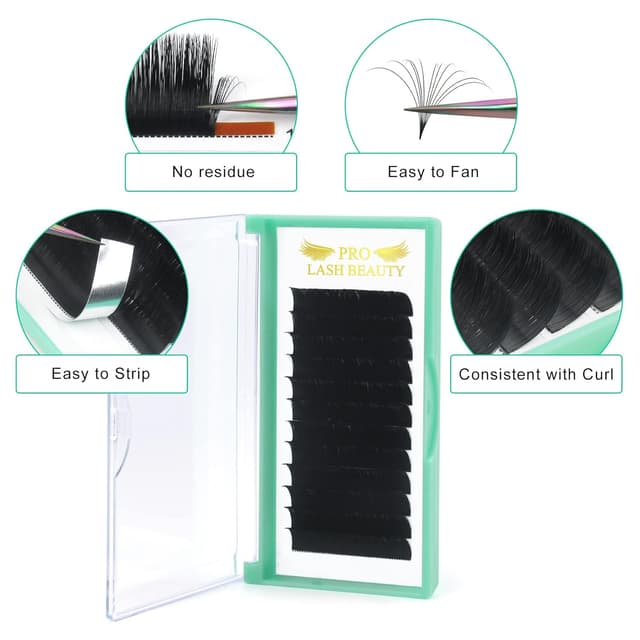 Detalle de PRO LASHBEAUTY Easy Fan Lashes C-0.03-8-15 (Selbstfächernde Volumenwimpern) – C D Curl, 8–15 mm Länge