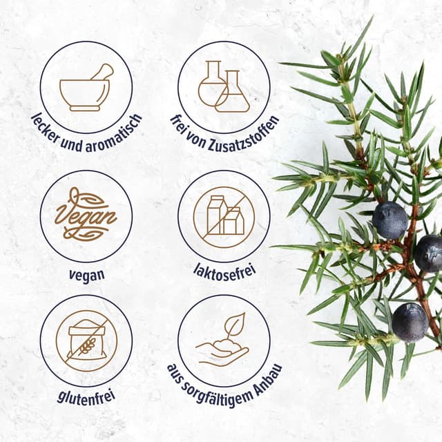 Detalle de Ganze Wacholderbeeren Monte Nativo (300 g) – schonend getrocknet für Wild, Marinaden & Küche