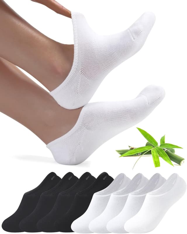 Detalle de Toes Home Sneaker-Socken als Füsslinge im 8er-Set (Bambus, rutschfest) – unisex für Damen & Herren