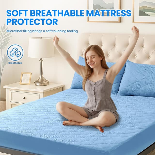 Detalle 2 de Ystyle protège-matelas imperméable 160x190 cm matelassé avec bonnnet jusqu’à 30 cm et élastique tout autour