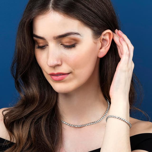 Detalle de ZAVANA Bracciale Tennis per Donna e Ragazza con strass rotondi, colore argento o oro