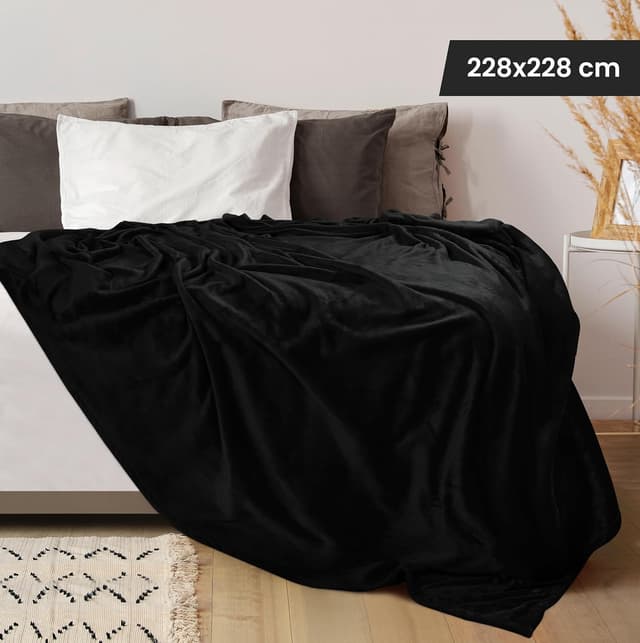 Detalle 2 de Utopia Bedding Kuscheldecke 228x228 Schwarz