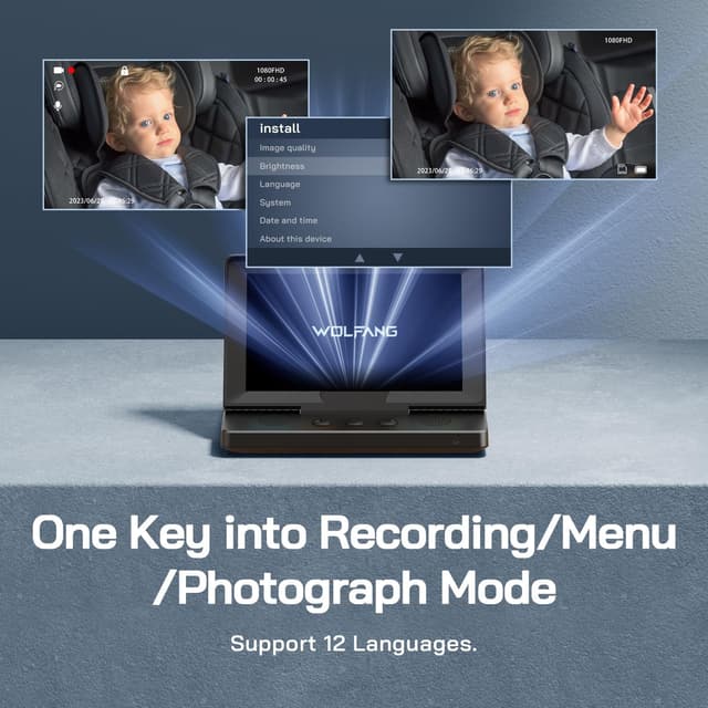 Detalle de WOLFANG WB01 1080P Baby Car Camera with 5" Screen and USB-C Plug and Play