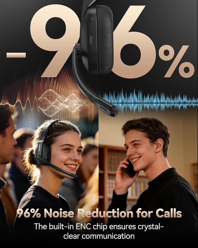 Detalle 2 de TECKNET V5.2 Bluetooth Headset 50+ Std. Akku