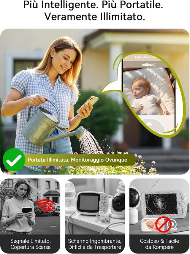 Thumbnail 5 de 2K 4MP Baby Monitor Telecamera WiFi 355°