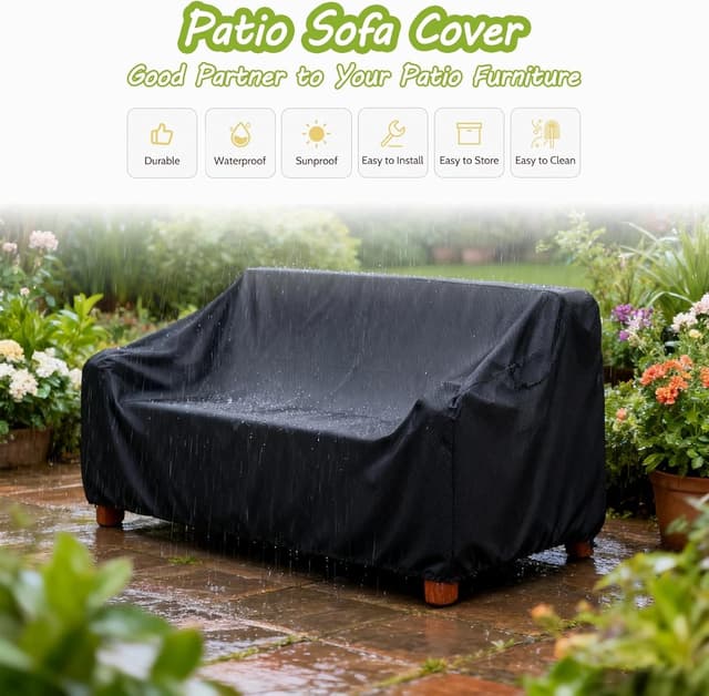 Detalle 2 de Garden Bench Covers Waterproof 2 Seater – Waterproof outdoor patio sofa seat cover with air vent, 60x34x30 inches, carry bag