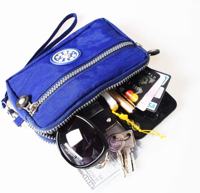 Detalle de LassZone 3-Compartment Nylon Wristlet Wallet Clutch for Mobile Phone, Cards and Cash