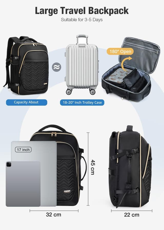 Detalle de Lekesky Travel Backpack Cabin Size – 17-inch laptop waterproof carry-on rucksack (30L)