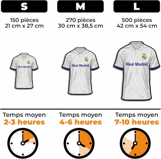 Detalle 2 de Iconic Puzzles Real Madrid Maillot – puzzle en bois sous licence officielle, 500 pièces, taille L
