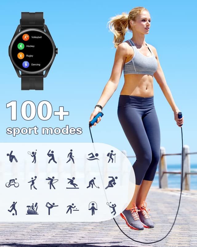 Detalle de HUAKUA Smartwatch Uomo H2: chiamate Bluetooth, WhatsApp e sensori cardio da polso