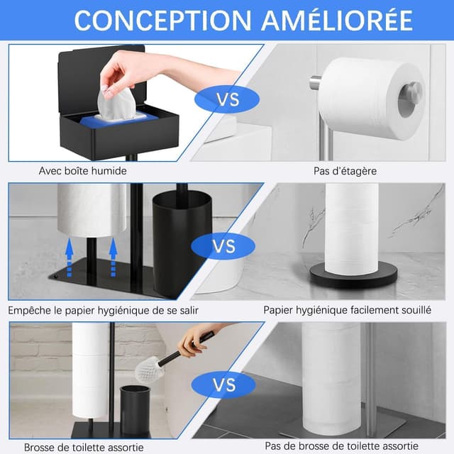 Thumbnail 3 de GUIGUZI Porte Papier Toilette avec Brosse WC