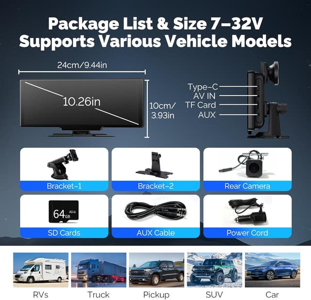 Thumbnail 6 de 10.26" Wireless CarPlay Android Auto Screen