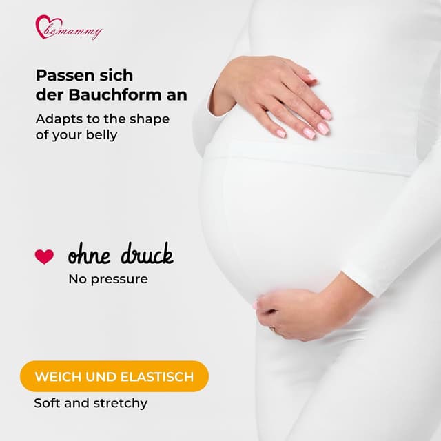 Detalle 2 de Be Mammy Lange Umstandsleggings aus Baumwolle (BE20-230) mit hohem Bund