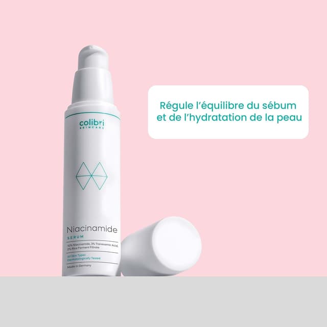 Detalle de colibri skincare Sérum à la niacinamide 10 % (50 ml) : raffermissant les pores et apaisant les rougeurs