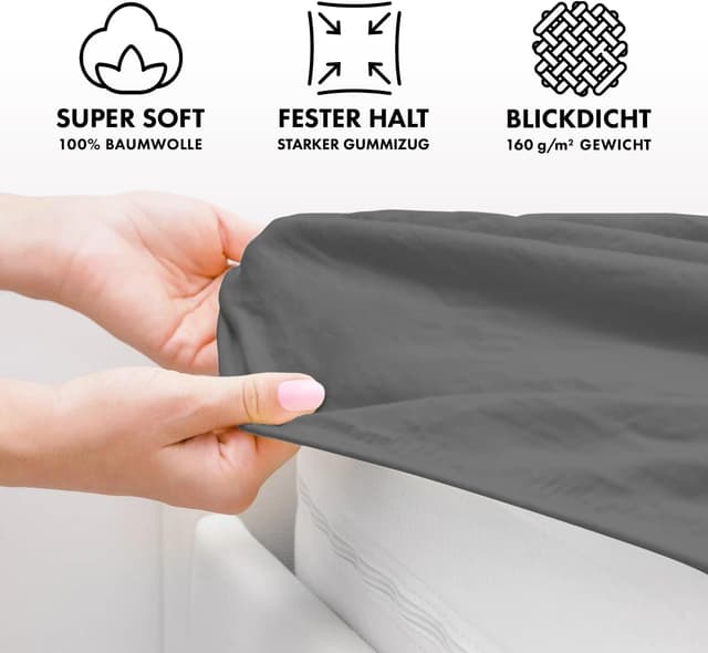 Detalle de Jacobson BASIC Jersey-Spannbettlaken aus Baumwolle (60x120–70x140 cm) in Anthrazit
