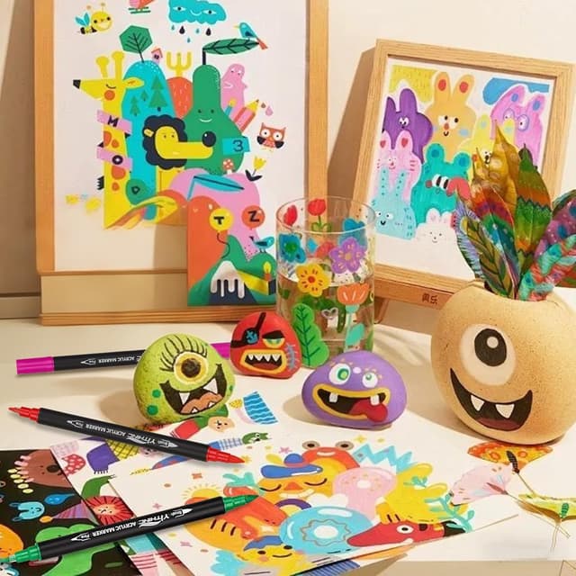 Thumbnail 6 de YITHINC pennarelli acrilici a doppia punta 24 colori