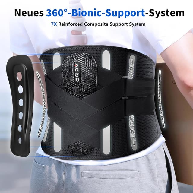 Detalle 2 de Aollop back support belt for lower back pain with removable 3D lumbar pad (Black, unisex)