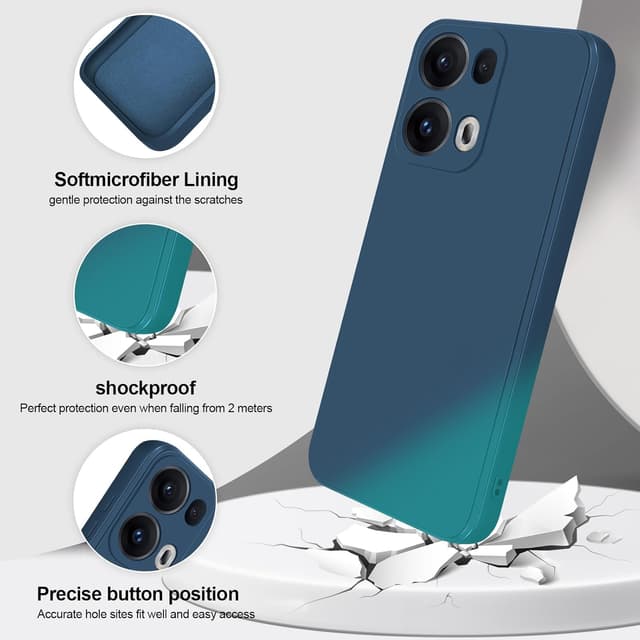 Detalle 2 de GiiYoon Silky-Soft Touch Silicone Case for Oppo Reno 13 Pro (TPU, shockproof) – Blue