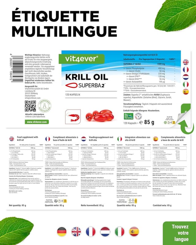 Thumbnail 6 de Vit4ever Huile de Krill de l’Antarctique (120 capsules) — EPA, DHA, astaxanthine et phospholipides