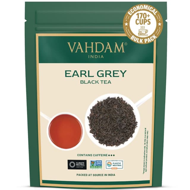 Detalle de VAHDAM Earl Grey Schwarztee (340 g) – loses Blatt, mit Bergamotteöl