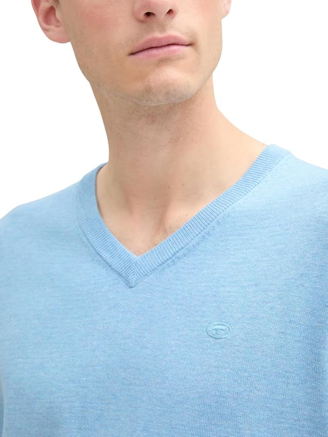 Detalle de TOM TAILOR Maglione basic da uomo con scollo a V