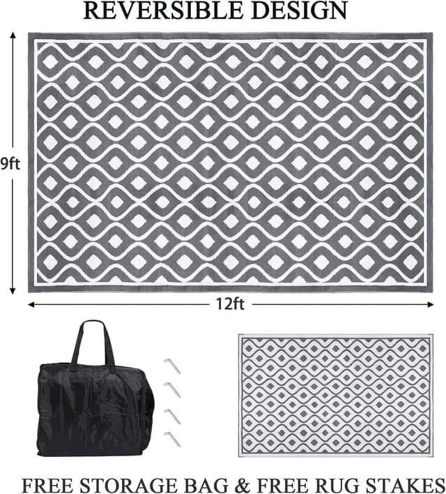 Thumbnail 1 de Pauwer 9x12 Waterproof Outdoor Rug