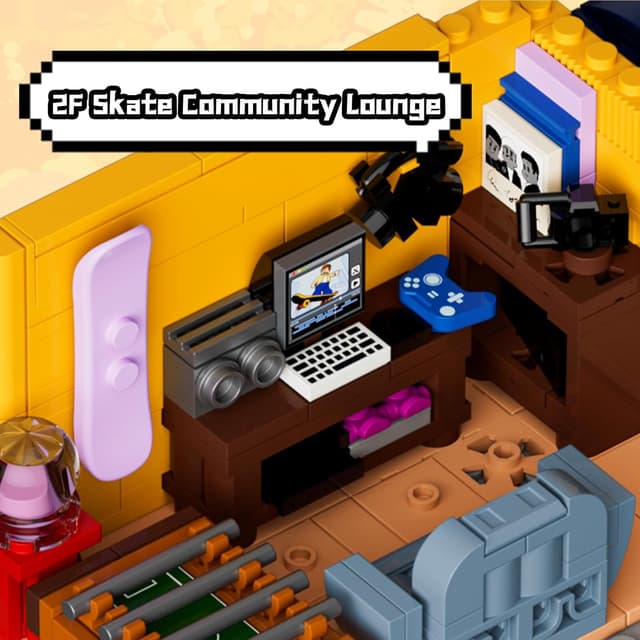 Detalle de Lumibricks Skatepark : diorama urbain éclairé avec conteneur amovible