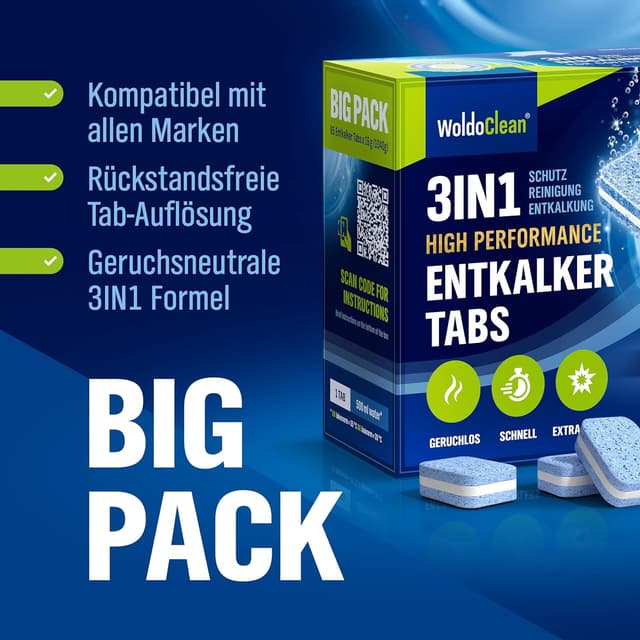 Detalle 2 de WoldoClean 3in1 Entkalkungstabletten 65 Stück