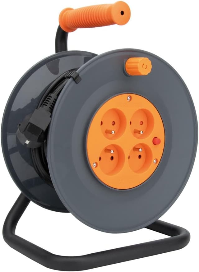 Detalle 2 de Zenitech Haushalts-Kabeltrommel 4×2P+T – 15 m, grau