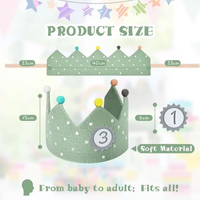 Thumbnail 1 de URAQT Geburtstagskrone 56 cm 🎉