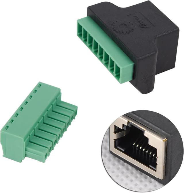 Detalle 2 de COVVY RJ45 Female to 8 Pin Screw Terminal Block Ethernet Extender Adapter (Cat5e/Cat6/Cat7) – In-line Coupler