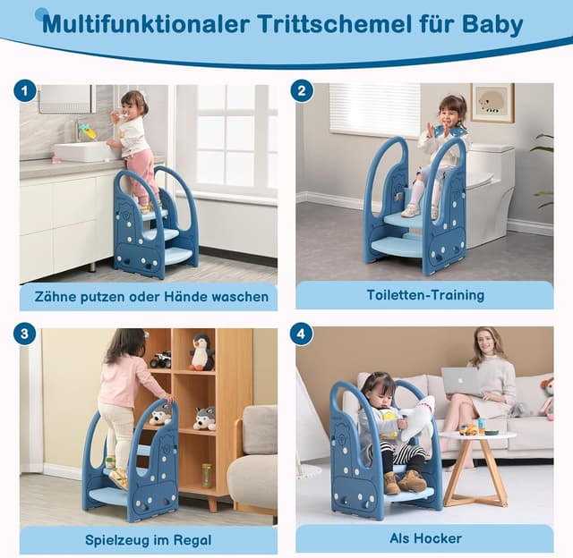 Thumbnail 6 de Onasti Tritthocker für Kinder – dreistufig höhenverstellbarer Tritt-Schemel mit Anti-Rutsch
