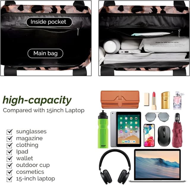 Detalle de HOMESPON Large Waterproof Beach Tote Bag with Zip and Pockets for Women